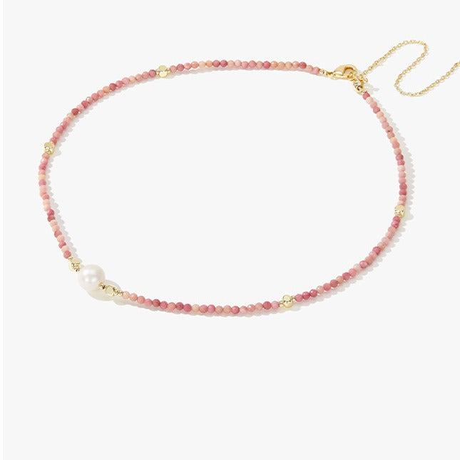 Rose Quartz & Pearl Beaded Necklace