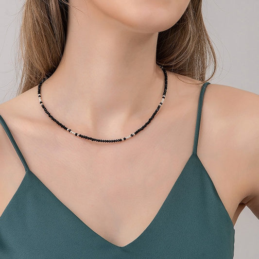 Elegant Black Crystal Collarbone Necklace