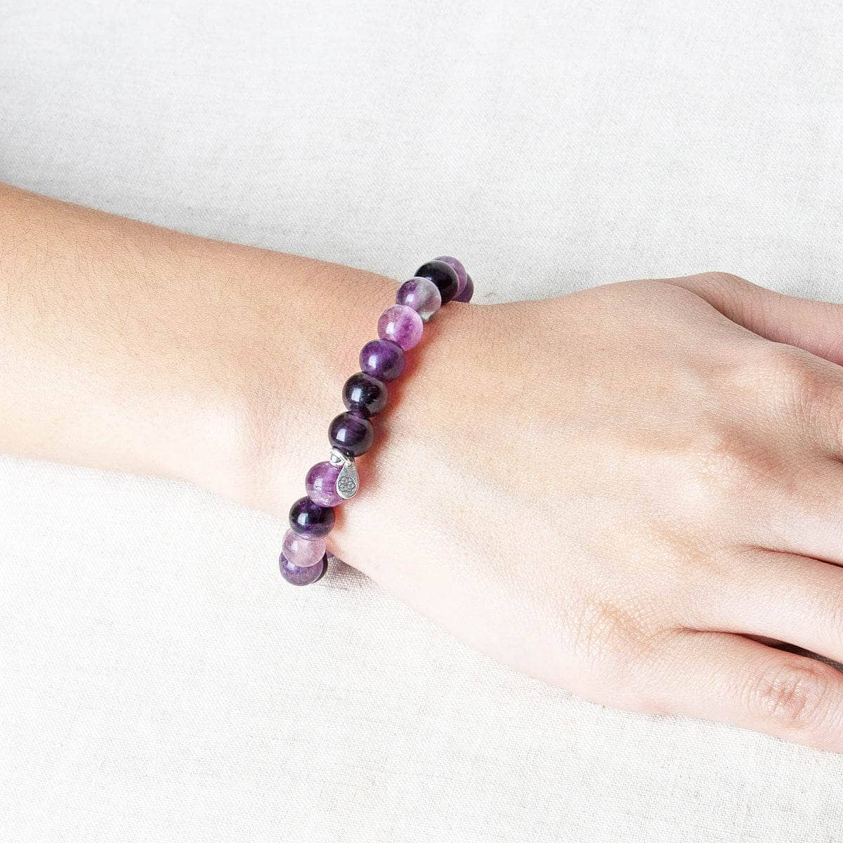 Purple Rainbow Fluorite Energy Bracelet 8mm