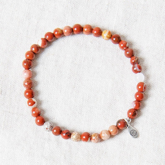 Natural Red Flower Jasper Energy Bracelet