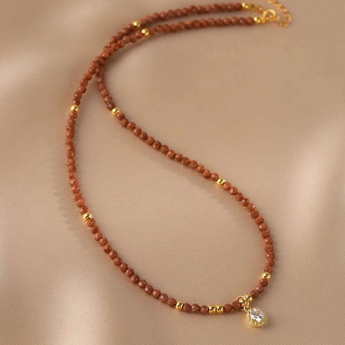 Luxury Vintage Goldstone Necklace